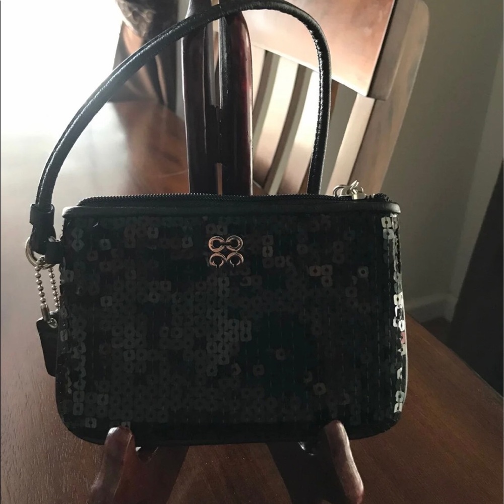 Coach Black Sequins Wristlet